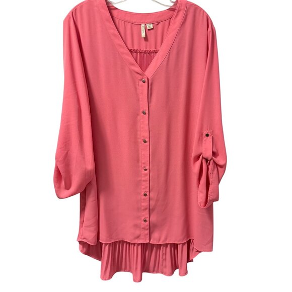 Cato pink Button-Front High-Low Tunic Top Sz 18/20W Lightweight Polyester - Picture 1 of 12